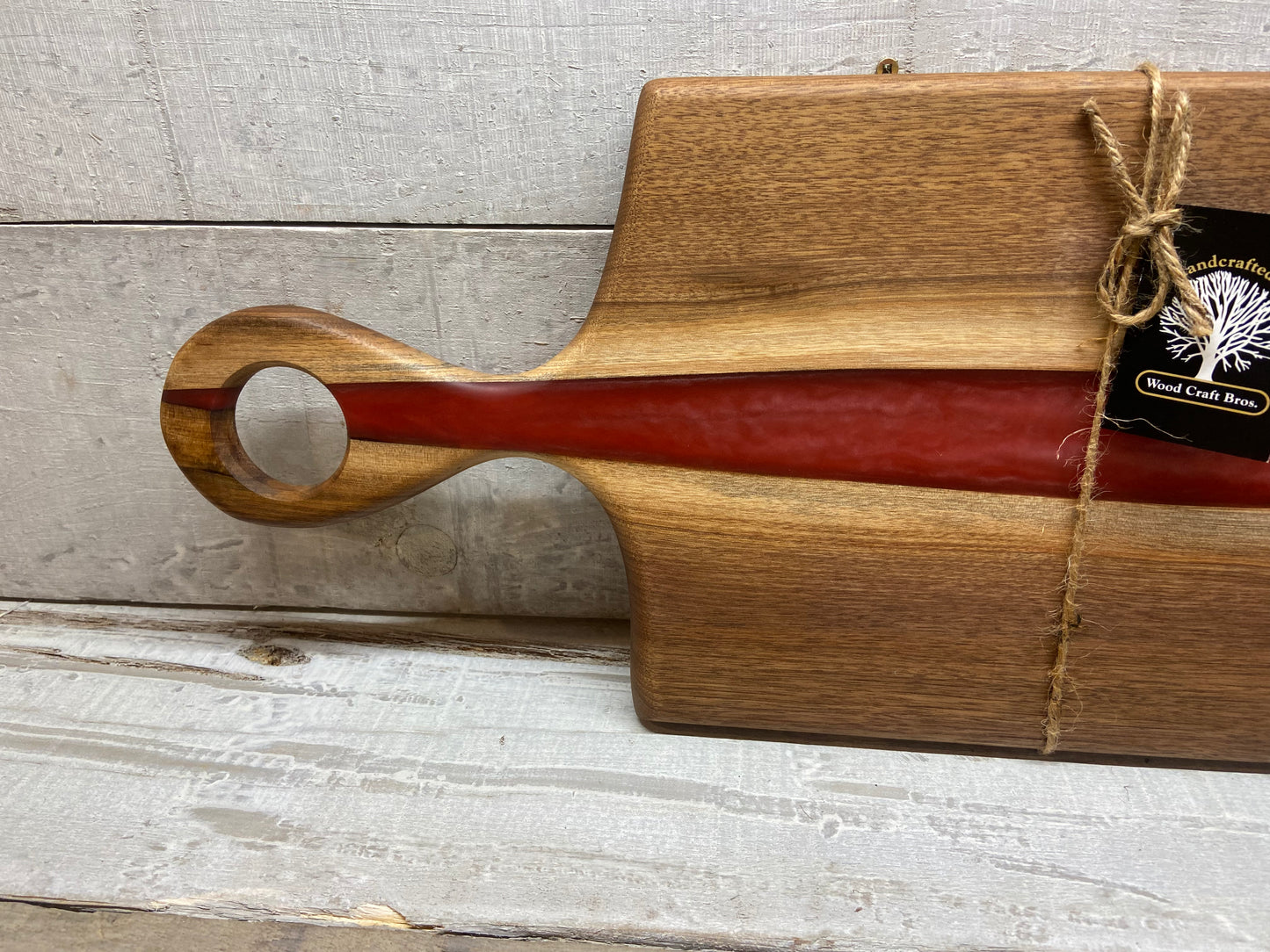 Live Edge Medium Serving Board with Red Epoxy Stripe (WBM711)