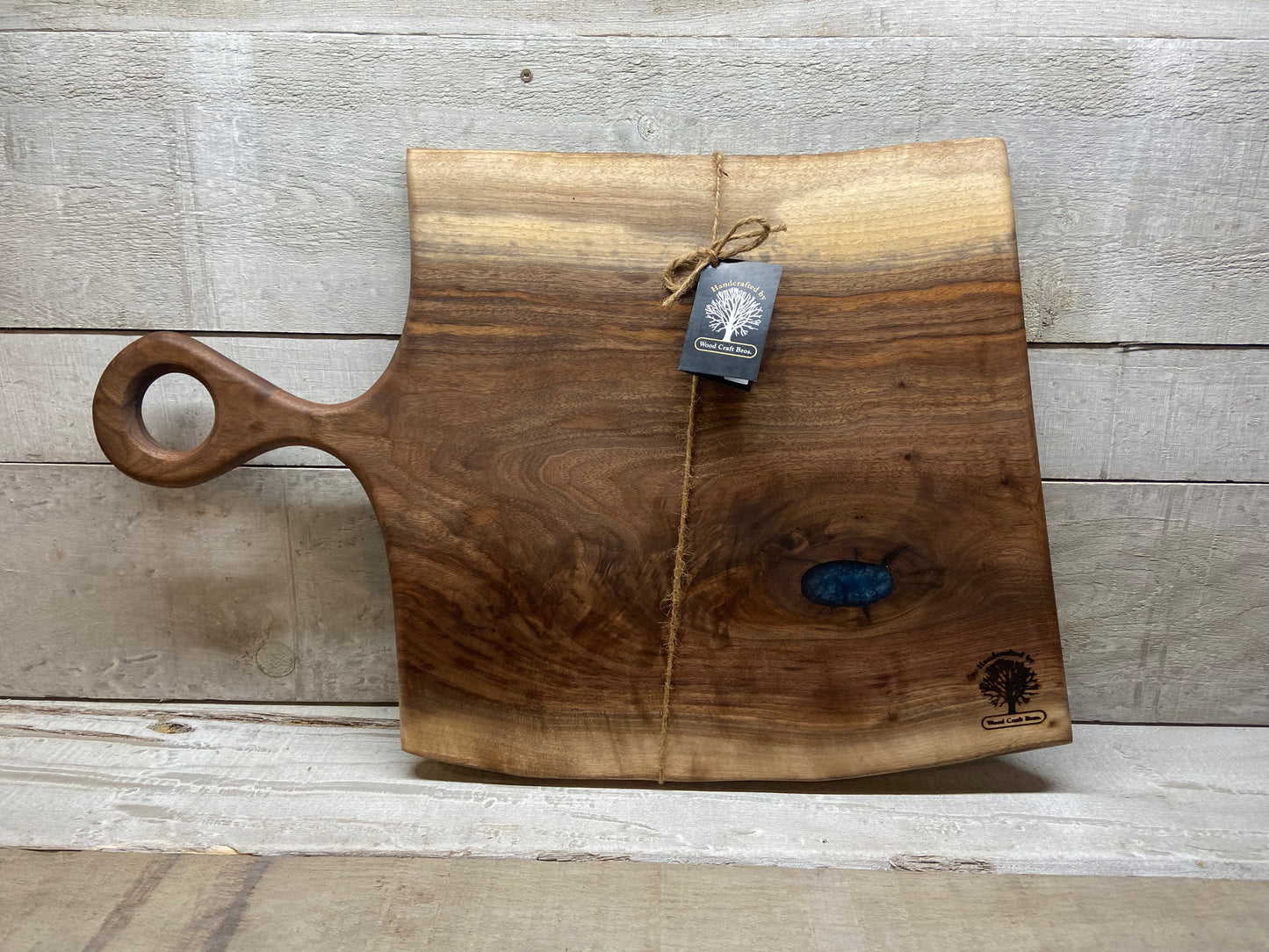 Live Edge Medium Serving Board with Blue Epoxy (WBM705)