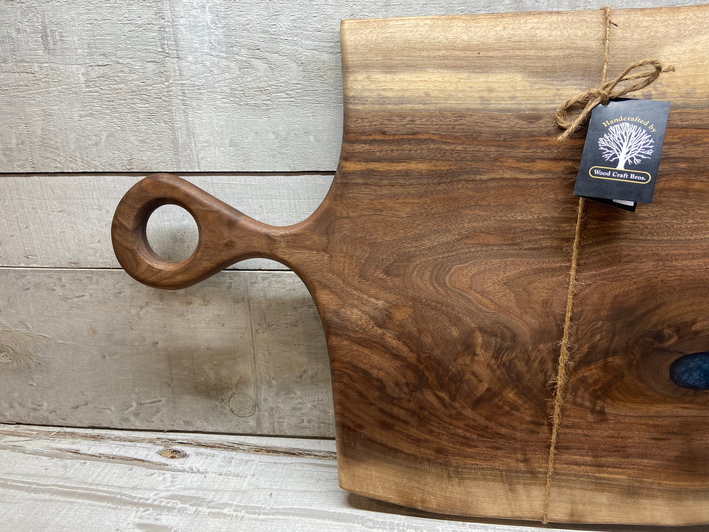 Live Edge Medium Serving Board with Blue Epoxy (WBM705)